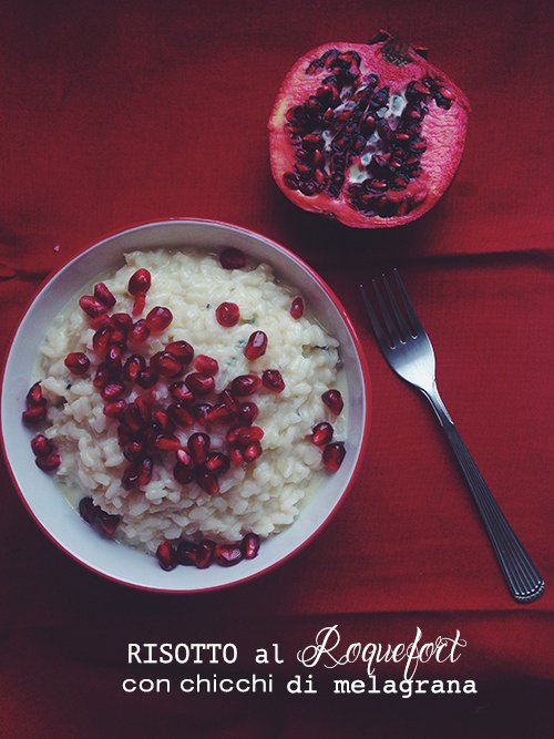 Risotto al Roquefort con chicchi di melagrana